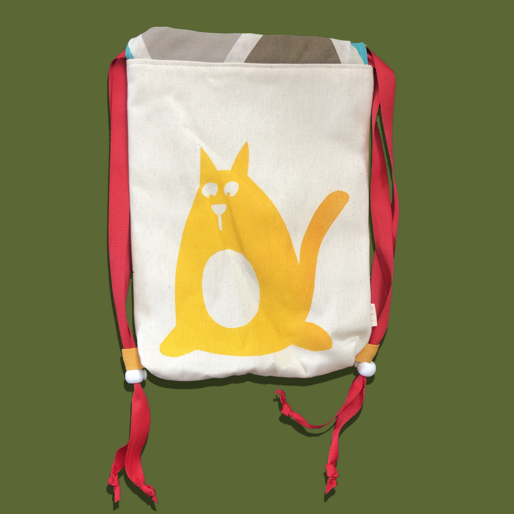 Yellow Cat drawstring bag