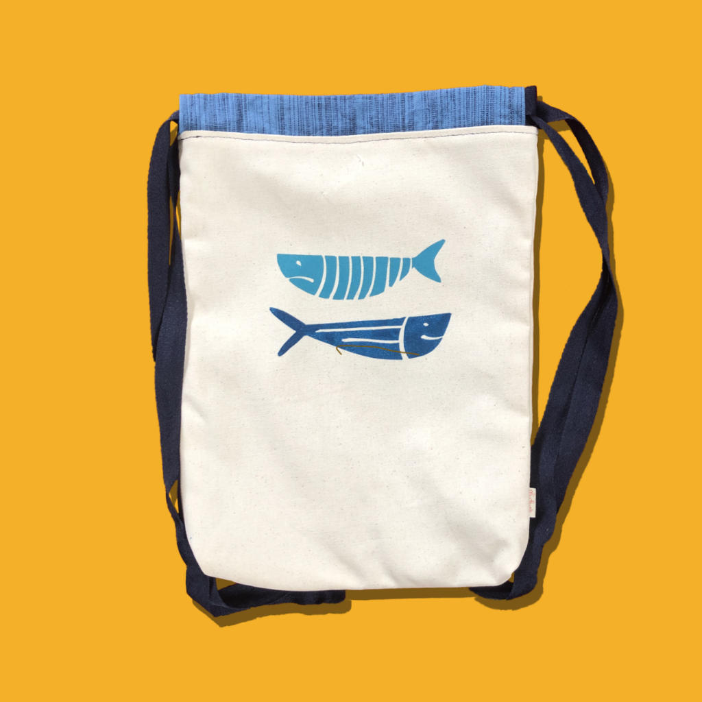 Two Fish drawstring bag